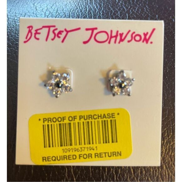 New Betsey Johnson Rhinestone Flowers Post Earrings Gift Idea Collectors - Picture 2 of 5